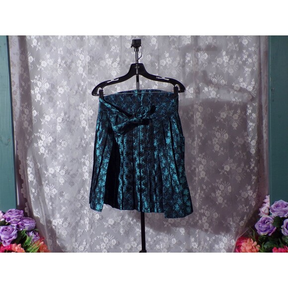 Vintage 50s Hostess Apron 1950s Aqua Blue Brocade Mid-Century Mad Men Style - Picture 2 of 4